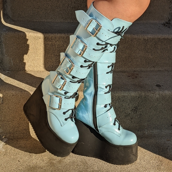 Dolls Kill | Shoes | Blue Dollskill Platforms Boots | Poshmark